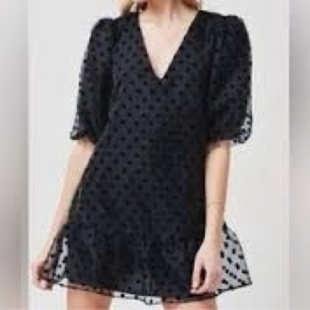 Lavender Brown Black Sheer Polka Dot Midi Dress